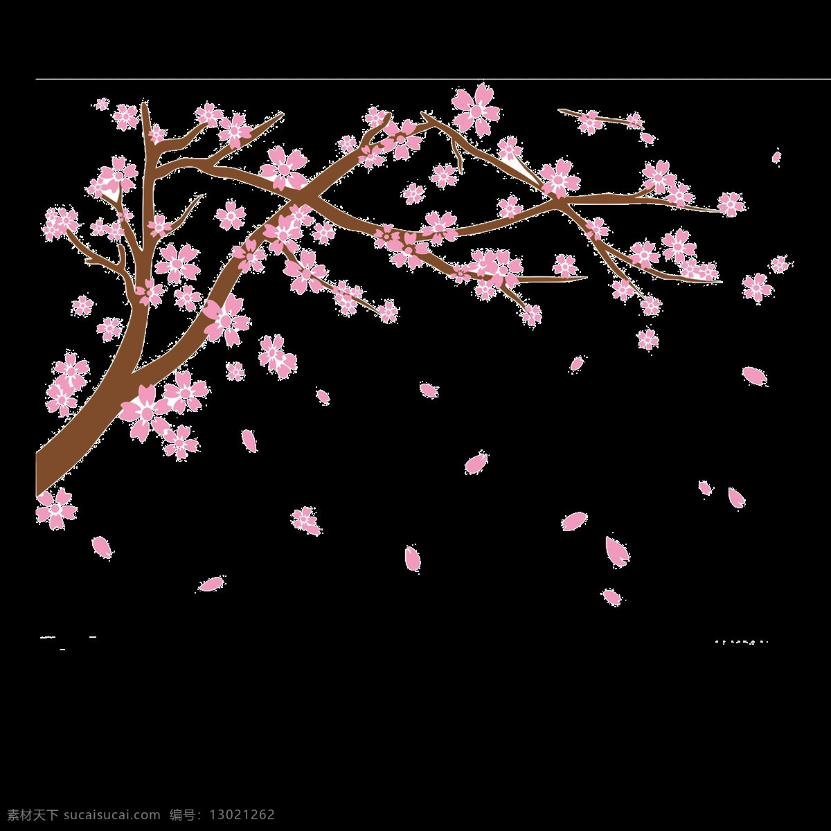 卡通 粉色 桃花 飞舞 元素 png元素 免抠元素 飘落 树木 透明素材 植物