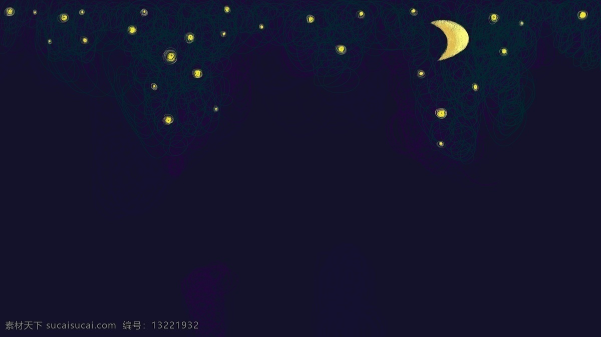 神秘 蓝色 手绘 星空 背景 夜晚背景 深蓝 月亮 星星 治愈系背景 深夜背景 晚上 线圈画背景 手机壁纸背景