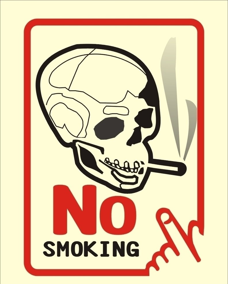 禁烟海报 禁烟 海报 吸烟 有害 健康 矢量烟 恐怖 枯骨 人头骨 背景 警示 矢量
