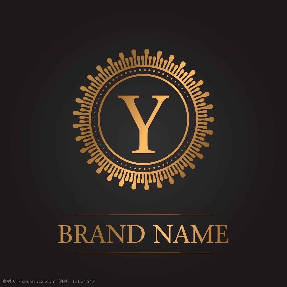 金色 豪华 版 字母 y 标志 奢华 logo模板 商标 金属色 logo