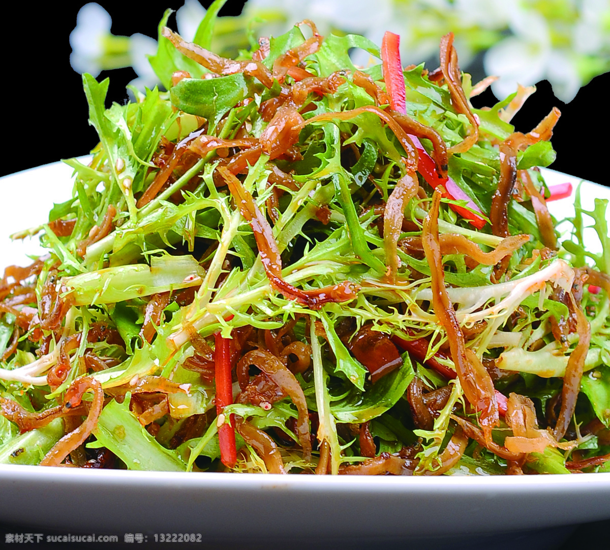 丁香鱼拌苦菊 丁香鱼 拌苦菊 家常菜 菜品 菜图 凉菜 餐饮美食 传统美食