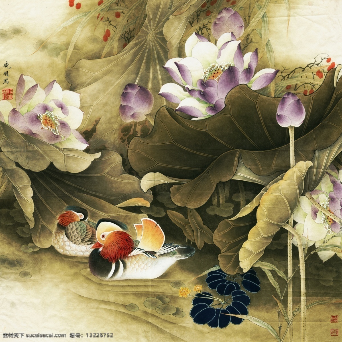 中式 古典 花鸟 工笔画 中国风绘画 精美绘画 植物花鸟 装饰画 古典画 牡丹花朵 绿叶 繁花蝴蝶 荷叶荷花 文化艺术 绘画书法