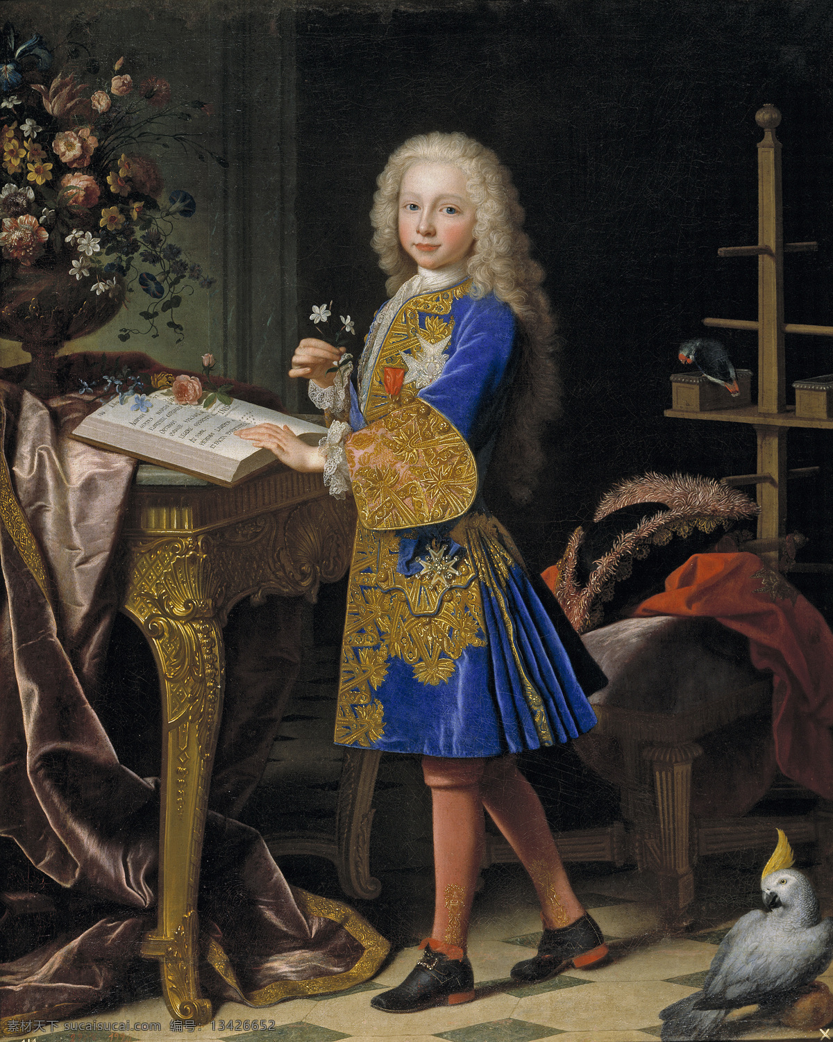 绘画书法 文化艺术 油画 安茹公爵 法国王子 太子 路易 巴伐利亚 公主 玛丽 娅 次子 加冕 西班牙 国王 菲利普五世 哈布斯堡 波旁王朝 家居装饰素材