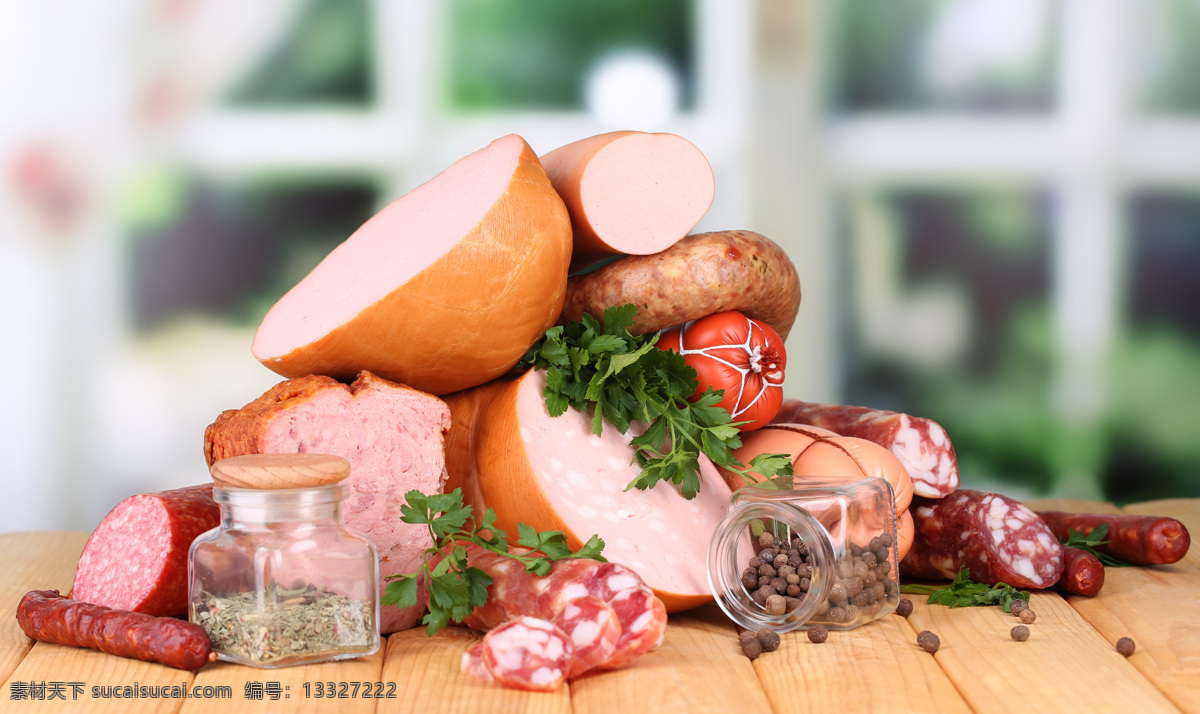 已 加工 好 肉质 肠 类 香肠 肉肠 火腿 腊肠 美味 肉制品肠类 香菜 调料 美食图片 餐饮美食