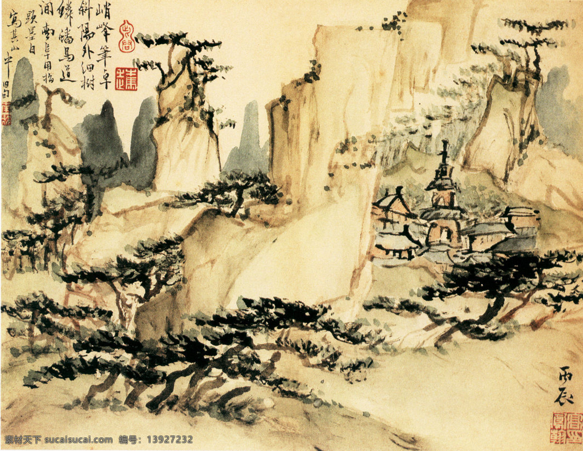 山水 名画 书画名家 高 凤 翰 指画 花卉 图 二 古画 山水画 山水名画书画 书画真迹 中国水墨画 名家高凤翰 册页 纸本 虚实浓淡 尽情抒发 豪放生动 文化艺术
