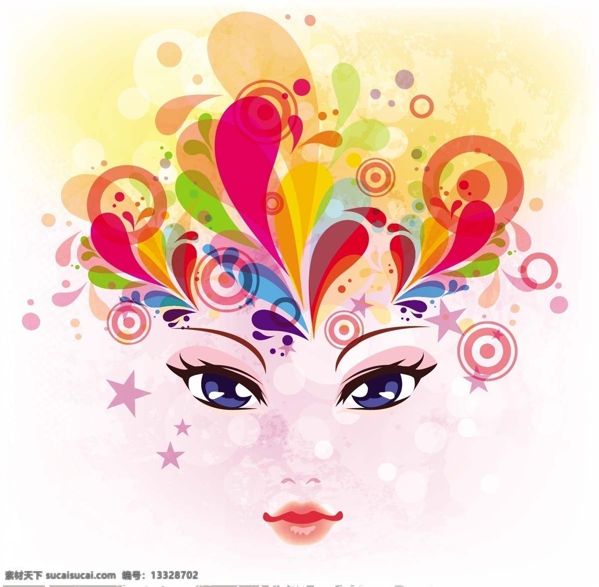 时尚 花纹 美女 插画 时尚花纹 时尚插画 矢量素材 星星 创意插画
