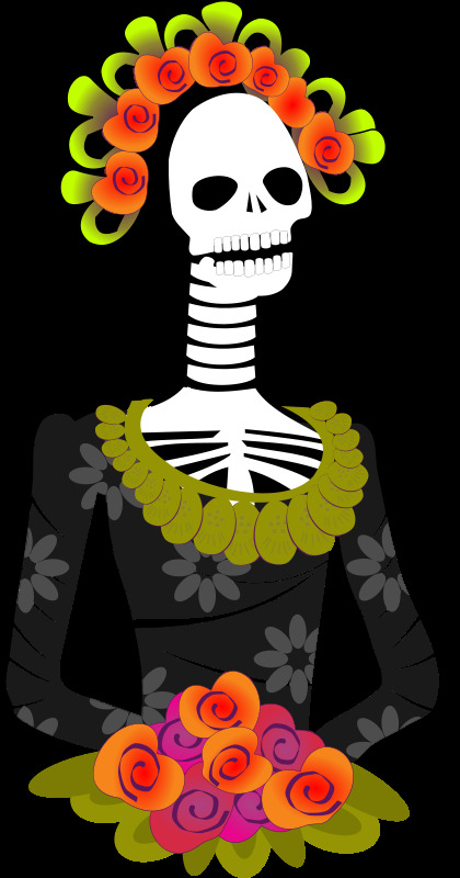 卡拉维拉黑 女性 花 人类 humuan 的人 骨架 svg 黑色