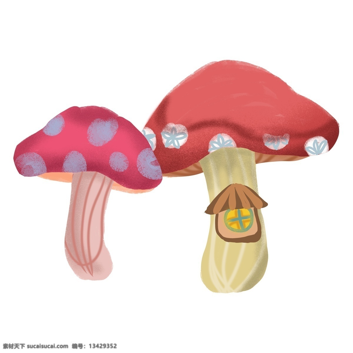 手绘 卡通 红色 磨 菇 元素 磨菇 创意 元素设计 装饰图案 彩色元素 卡通元素 可爱元素