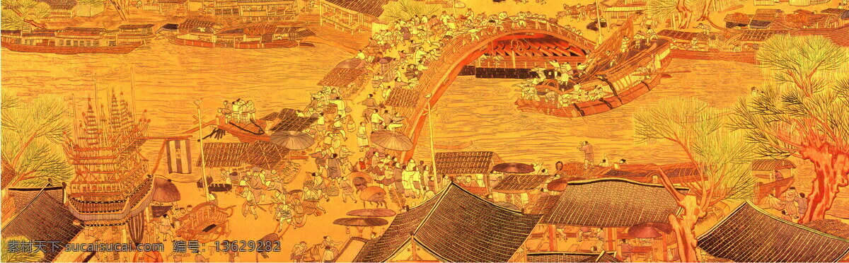 清明上河图 古典 古画 绘画 人物 山水 艺术 中国画 楼阁 文化艺术