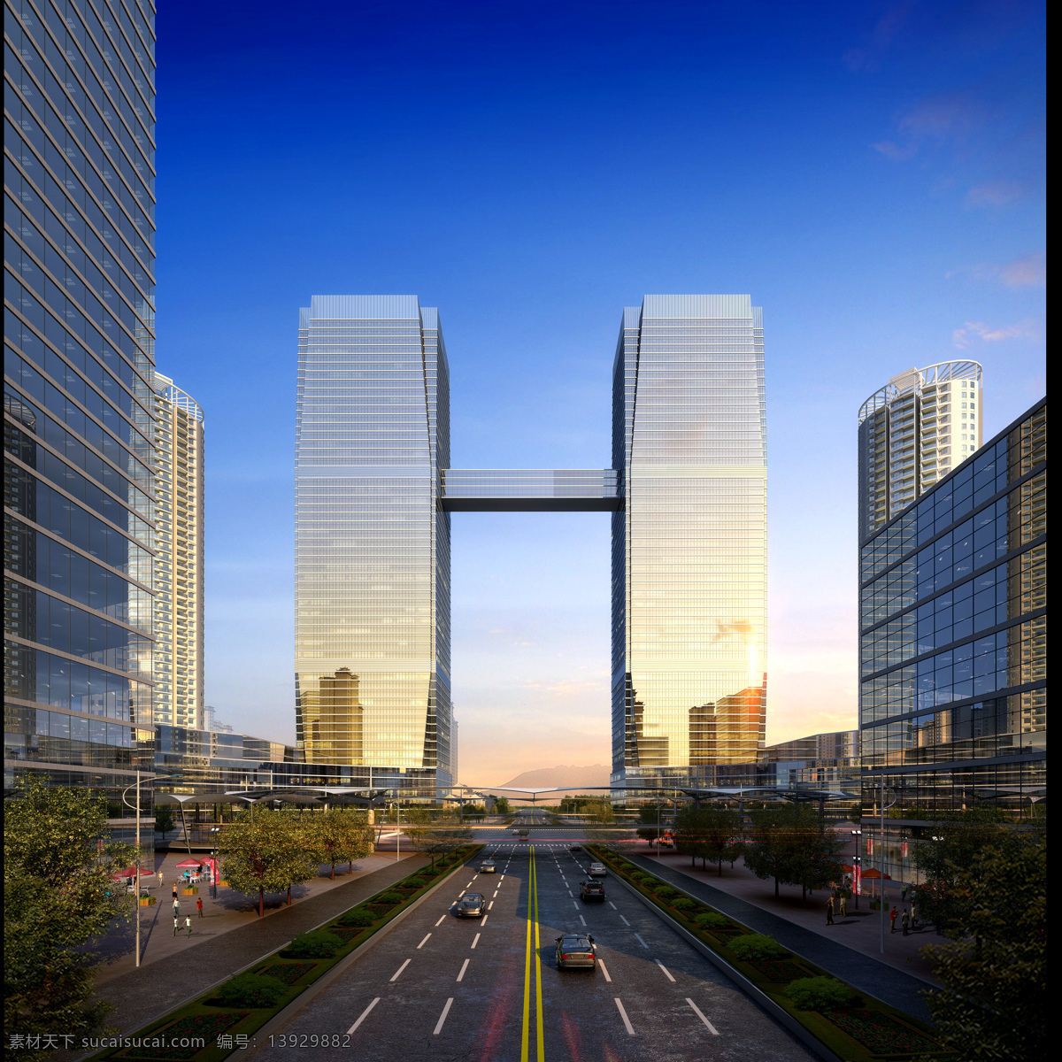 街道 大厦 龙门 透视图 环境设计 建筑设计 家居装饰素材
