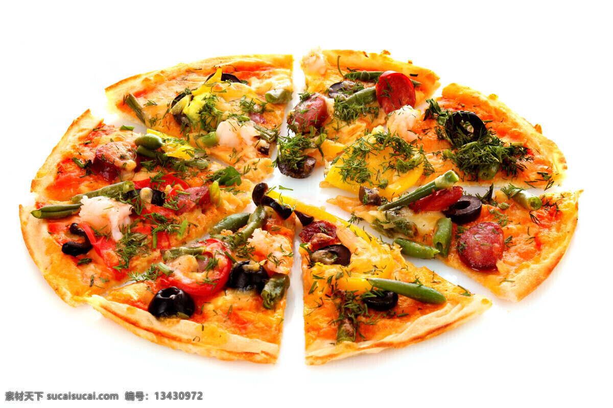 切开 比萨 披萨 pizza 食品 番茄 西红柿 菜圈 辣椒 餐饮美食 西餐美食 外国美食