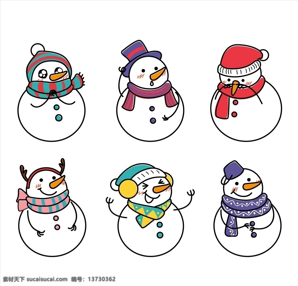 卡通雪人 矢量雪人 雪人素材 冬天 圣诞节 儿童绘画 儿童插画 手绘雪人 冬季素材 堆雪人 雪花 雪人背景 雪人卡片 雪人贺卡 雪人海报 儿童简笔画 圣诞节素材 卡通设计