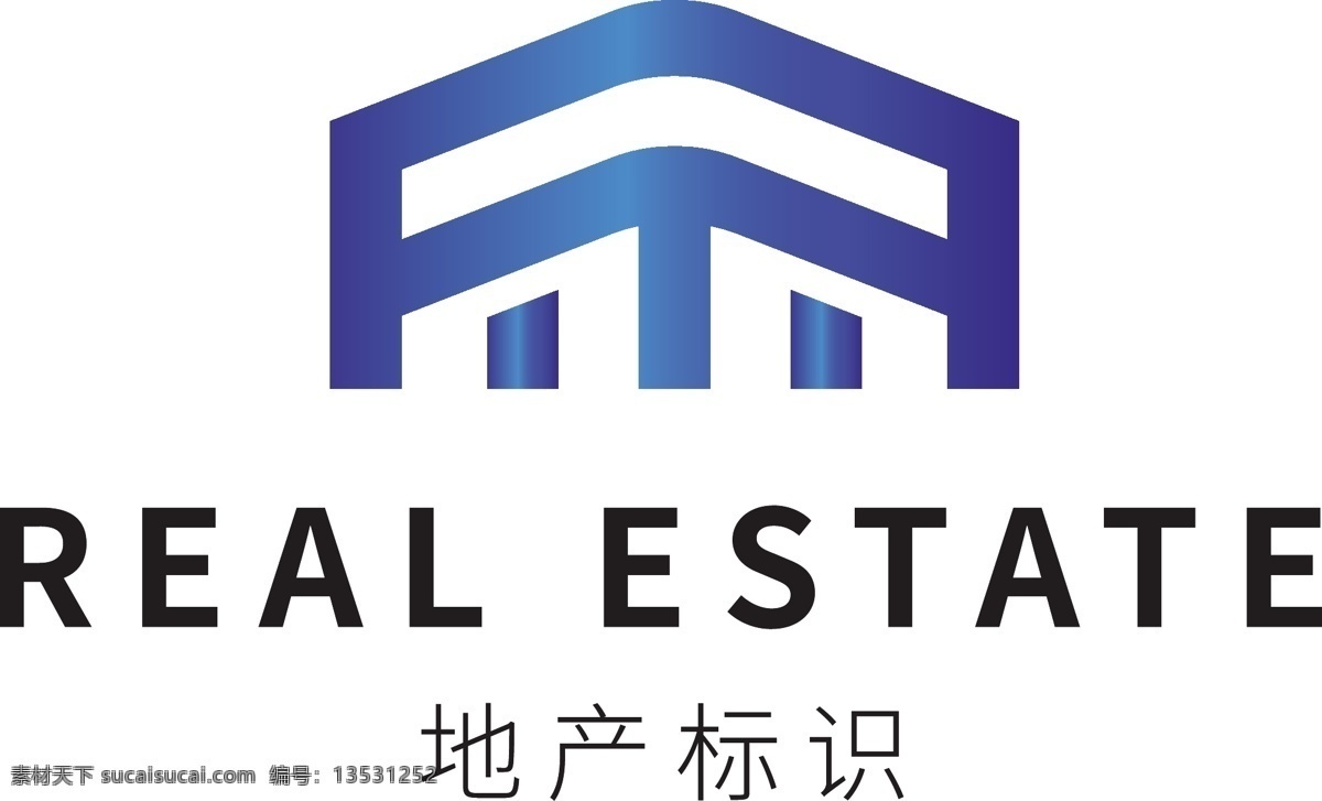 几何 渐变 房地产 企业 logo 模板 蓝色 大气