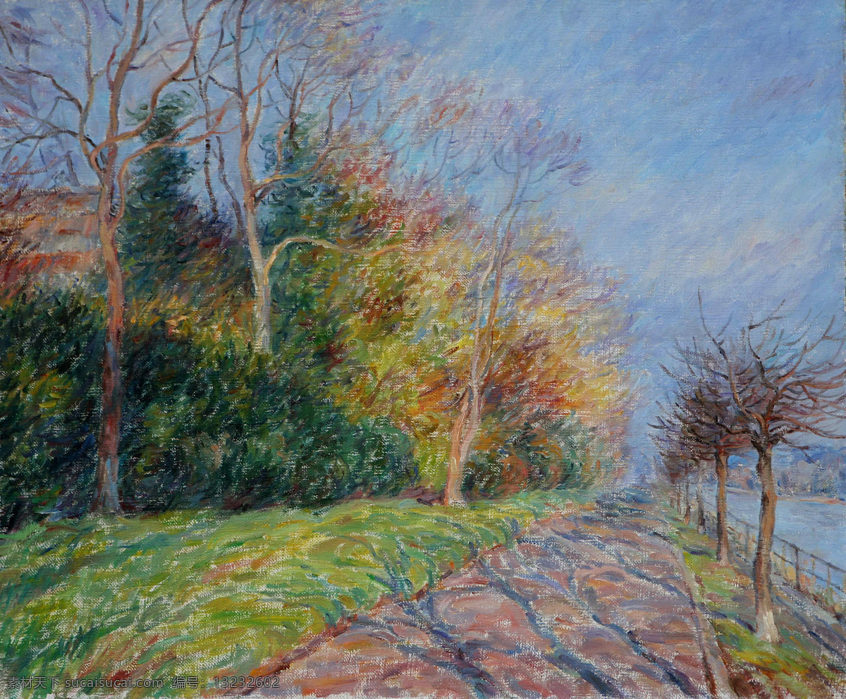 河流 绘画书法 美术 树林 树木 文化艺术 油画 莱茵河 畔 风景 设计素材 模板下载 河滩 油画艺术 油画作品54 家居装饰素材
