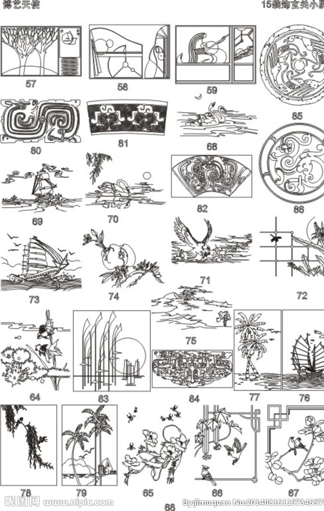 雕刻图 线描图 磨花玻璃图 底纹 花纹 背景底纹 底纹边框