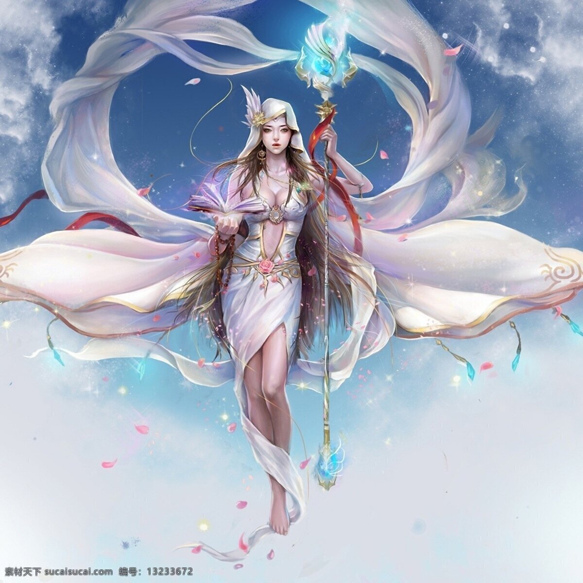 动漫美女 蓝天 白云 法师 魔法杖 美女 美少女 卡通美女 美女壁纸 手绘美女 动漫壁纸 高清壁纸 壁纸 动漫人物 动漫动画