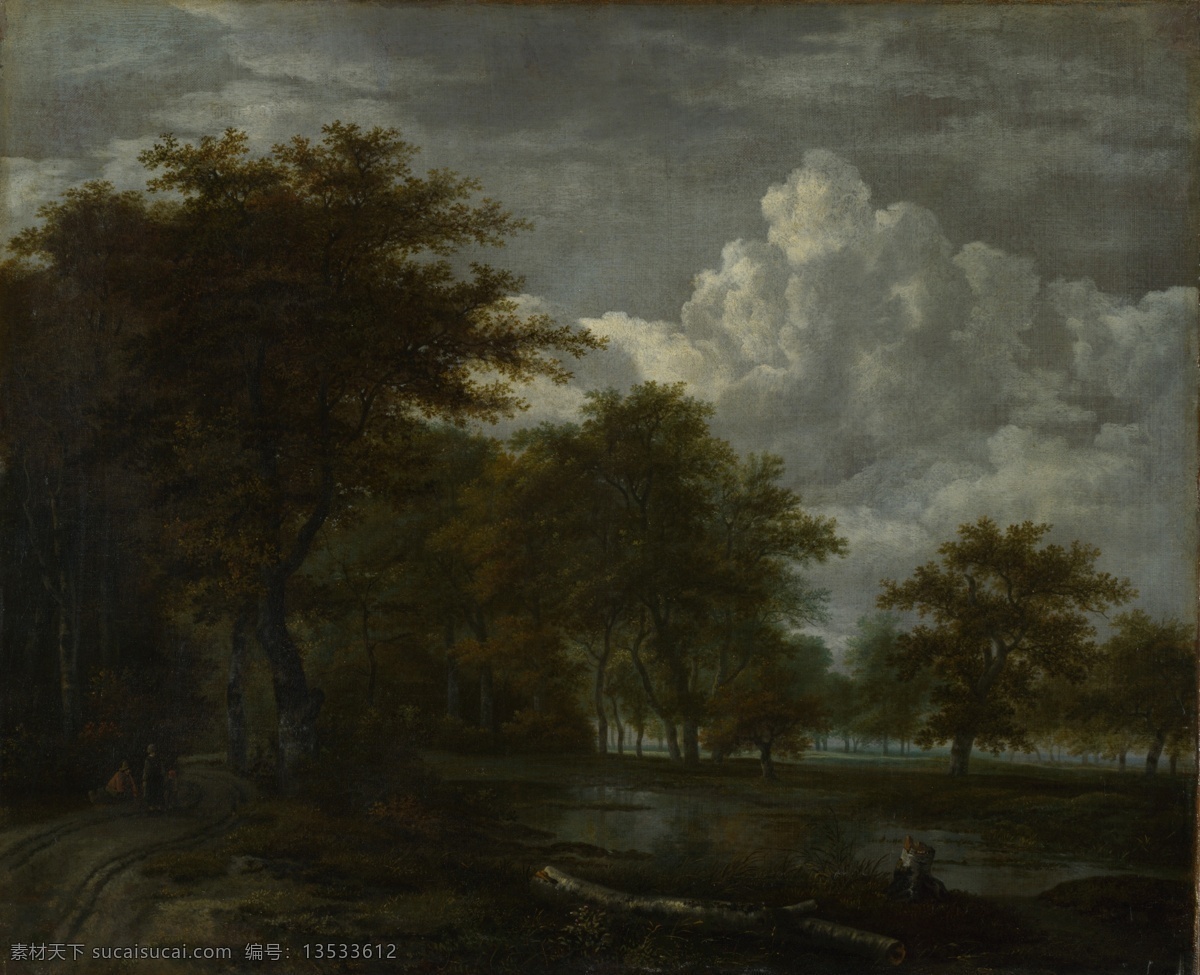 forest 静物 花卉 油画 超 写实主义 skirts the ruisdael van jacob of follower 盆景 写实 名家 酒店 装饰画 装饰素材