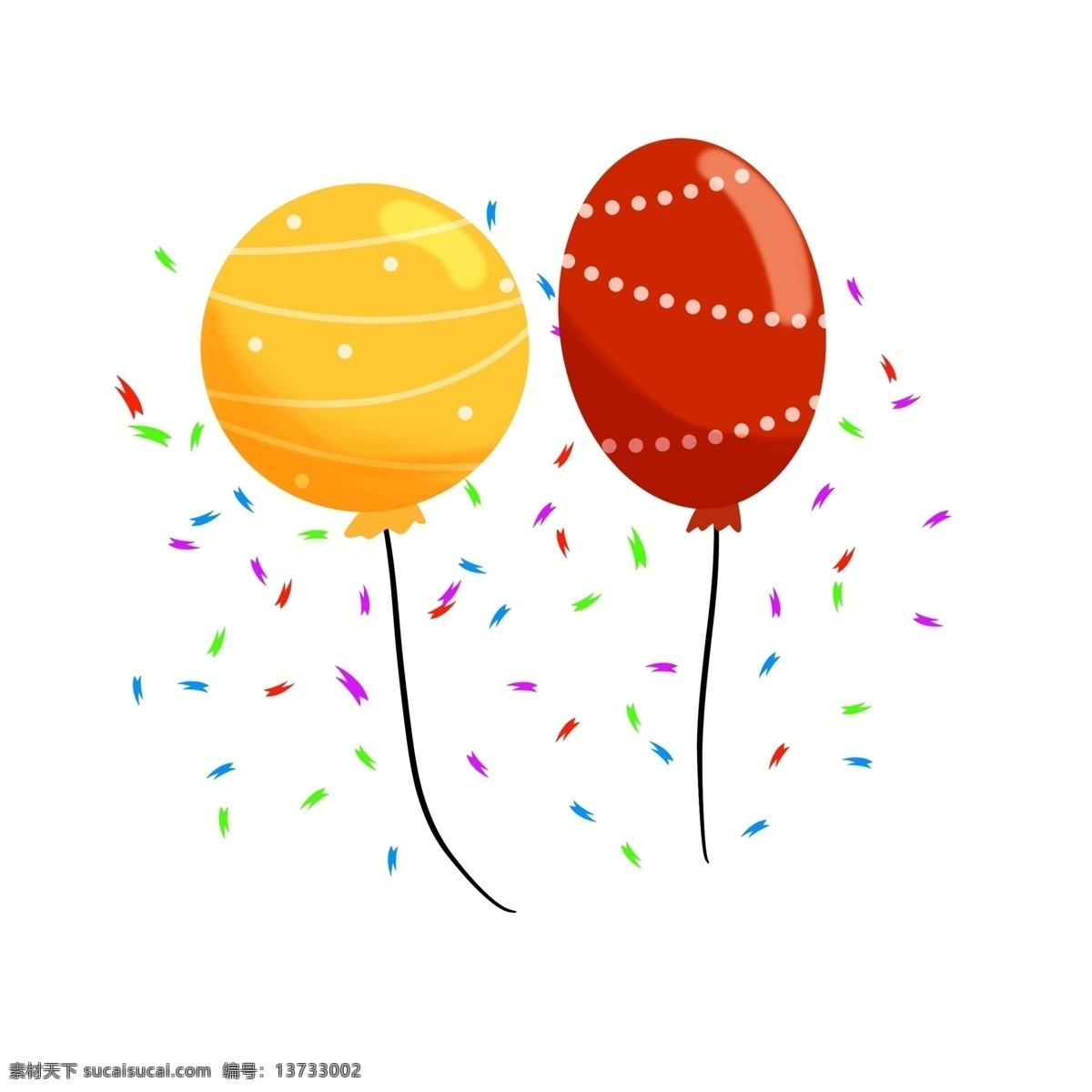 清新 庆祝 气球 装饰 元素 装饰元素 手绘 碎片 开心 玩耍 欢乐