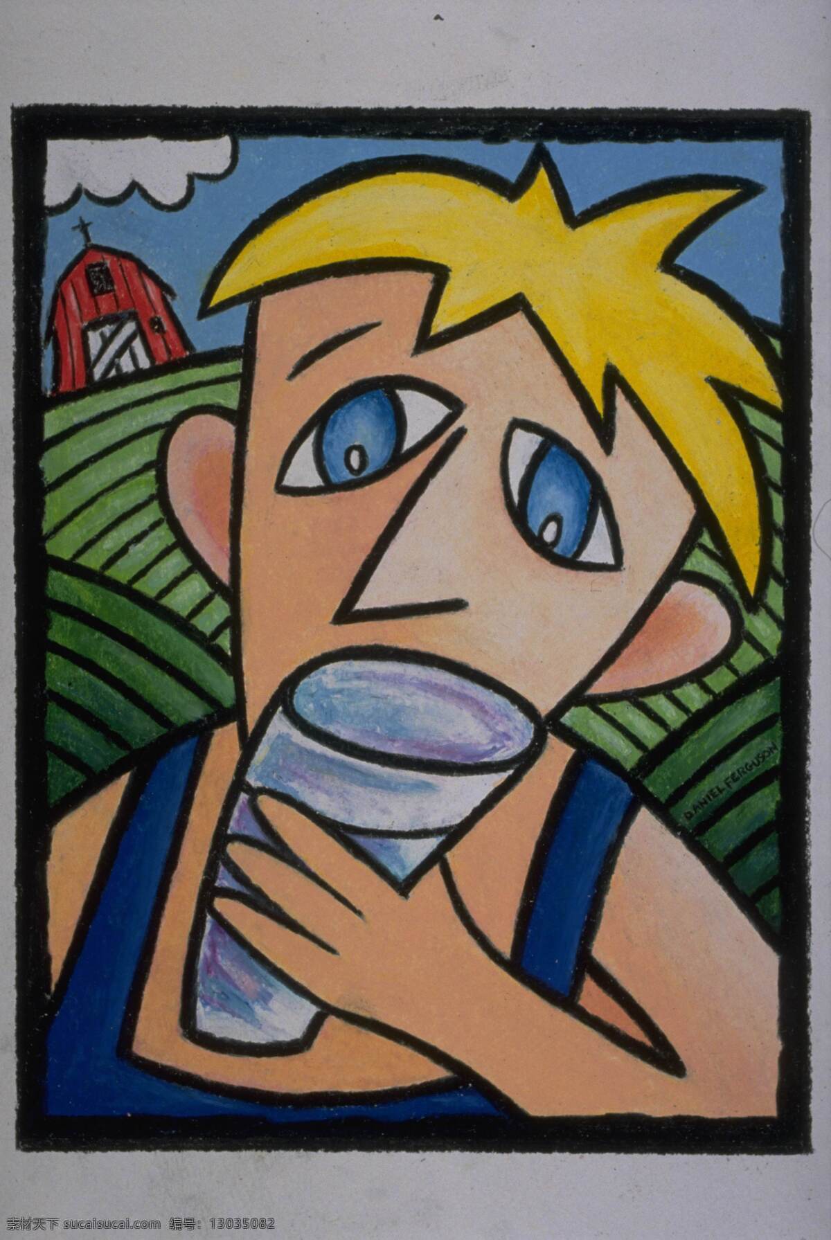 小孩 蜡笔画 绘画作品 小孩蜡笔画 人物蜡笔画 小孩工艺书画 文化艺术
