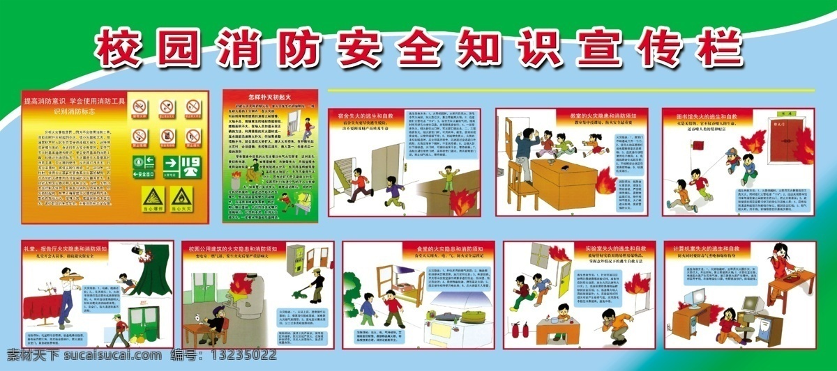 消防 学校 学校消防安全 初期火灾 消防标志 实验室 教室 宣传栏 分层 源文件