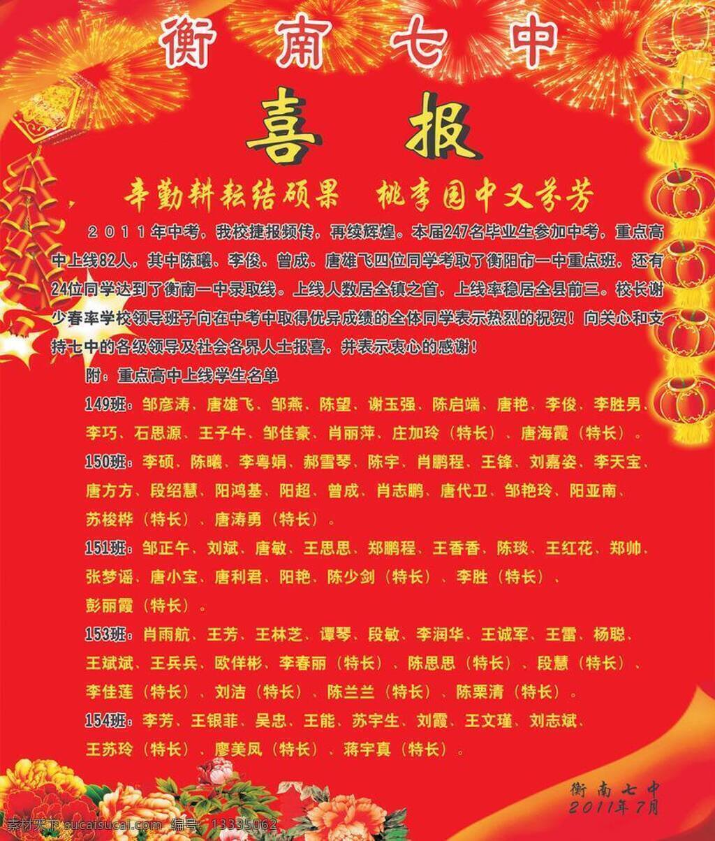 喜报 鞭炮 灯笼 红色 牡丹 其他设计 烟花 展板 矢量 其他展板设计