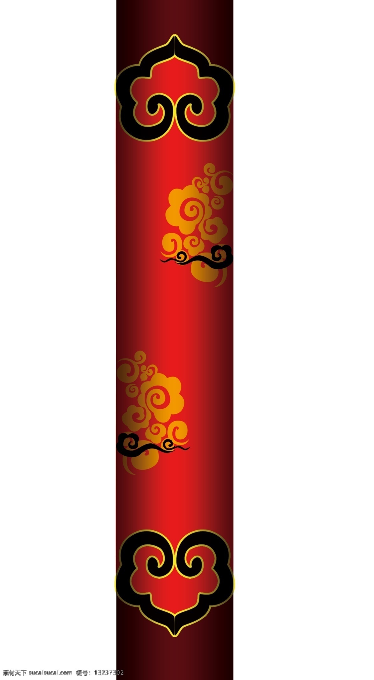 中式柱子 传统 祥云柱子 红色 古典 中式元素 分层