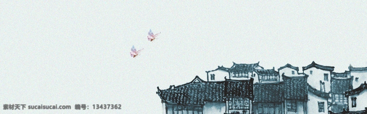 地标 手绘 景点 banner 白色 绘画 背景 意境 简约
