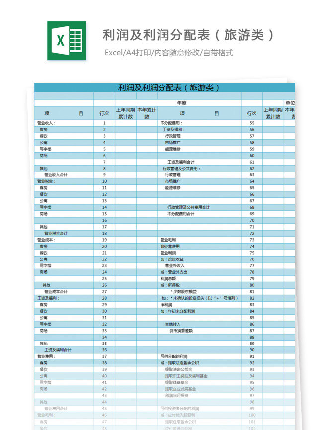 利润 分配 表 旅游 类 表格 编制 股利