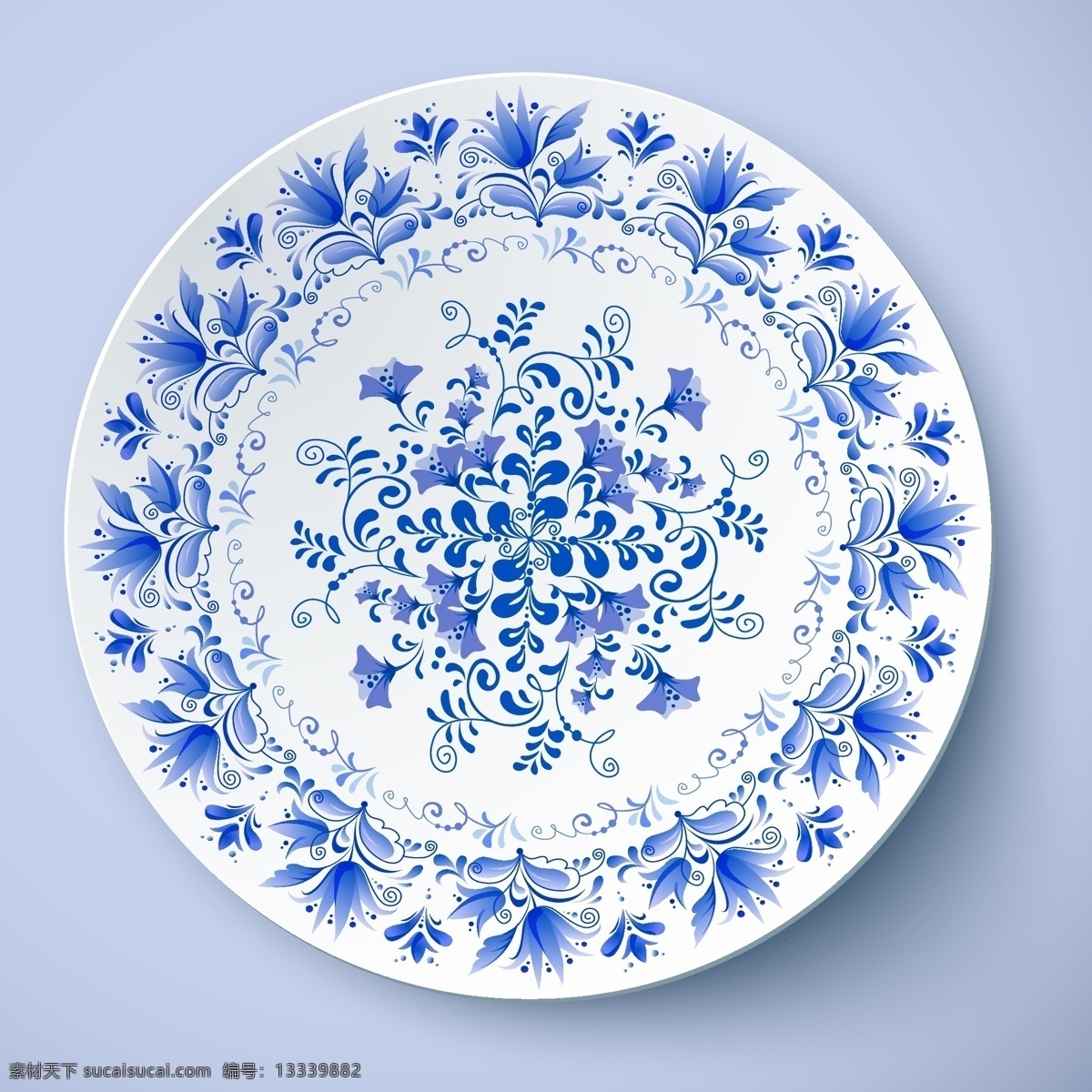 青花 瓷盘 矢量 传统 花纹 精美 碟子 中国 瓷器 免费 青花瓷 矢量图 其他矢量图