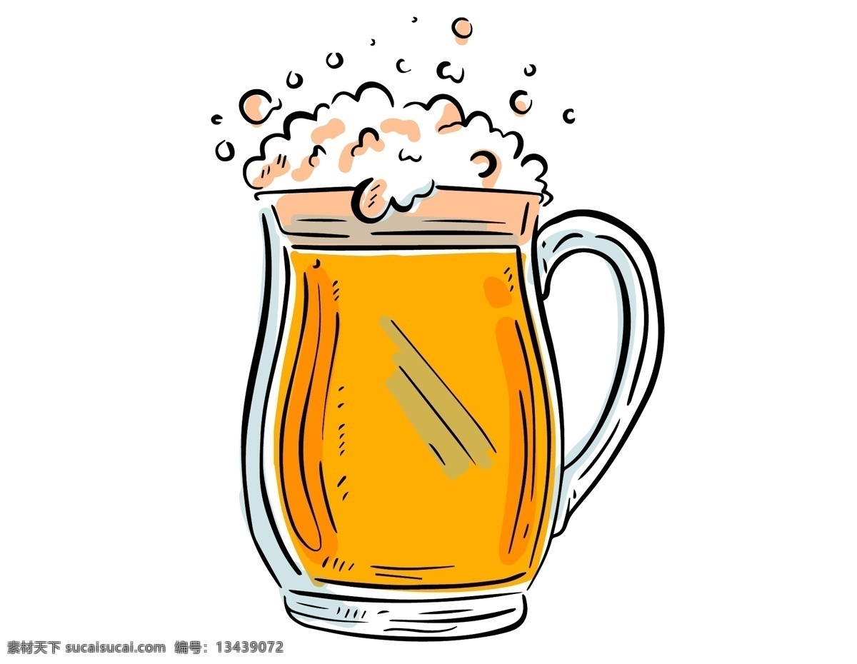 手绘 黄色 啤酒 元素 矢量 酒杯 ai元素 免扣元素