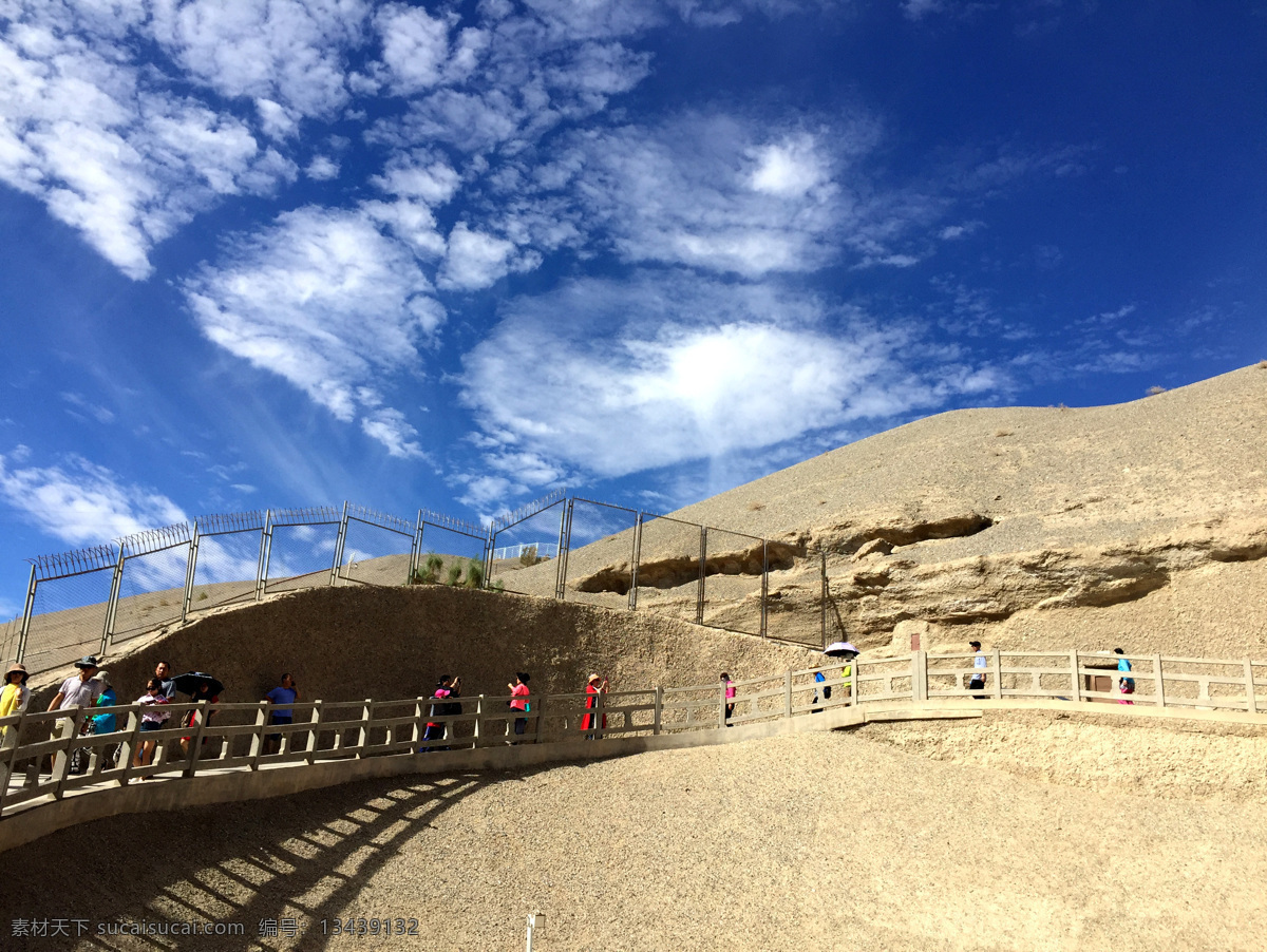 风景 敦煌 莫高窟 千佛洞 佛洞 崖壁 蓝天 白云 天空 洞窟 石窟建筑 旅游景点 旅游摄影 国内旅游