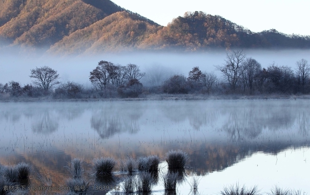 大九湖 垂钓 雾湖 烟雾 山雾茫茫 自然景观 风景名胜