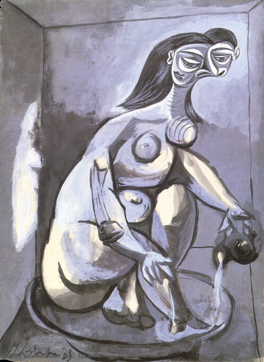 baignant 西班牙 画家 巴勃罗 毕加索 抽象 油画 人物 人体 装饰画 se femme 1939 家居装饰素材