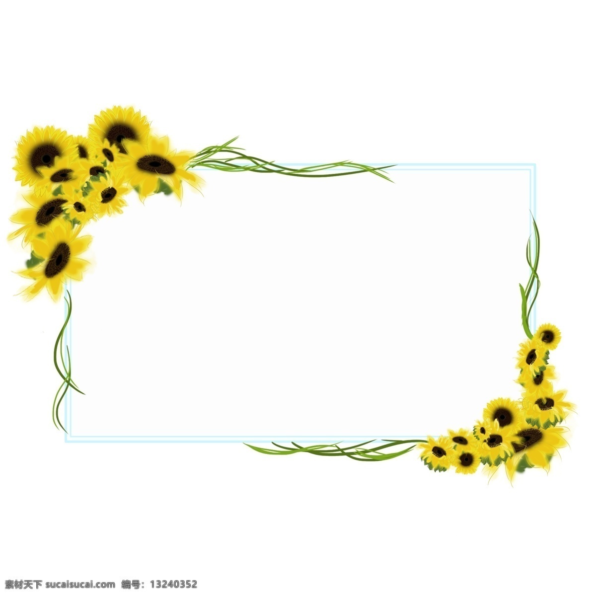 向日葵 手绘 藤蔓 边框 装饰 元素 太阳花 手绘花 手绘植物 手绘向日葵 百搭
