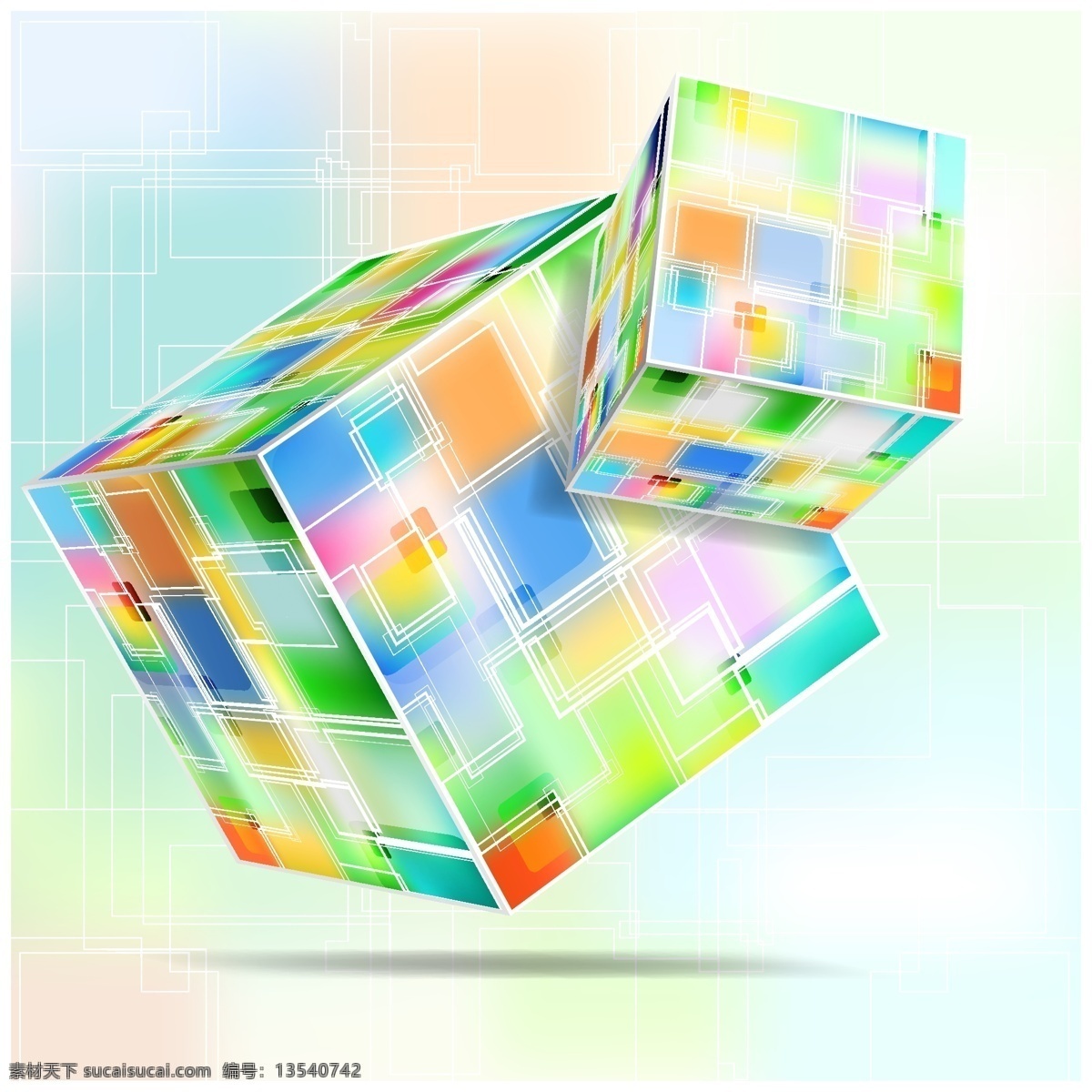 炫彩 立方体 背景 矢量图 背景设计 彩色方块 光圈 魔方 气泡 炫彩立方体 三维 其他矢量图