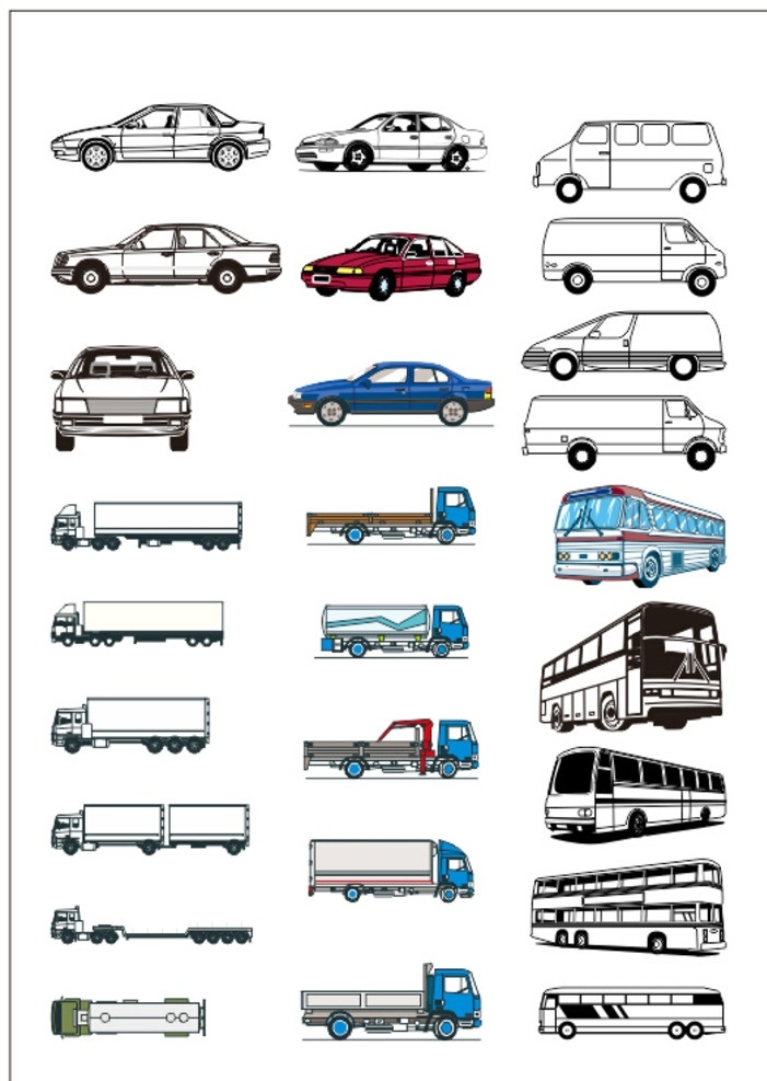 31 款 不同 类型 车 31款 不同类型的车 小汽车 小轿车 卡车 货车 箱式货车 商务车 面包车 公交车 手绘车 vi vi设计