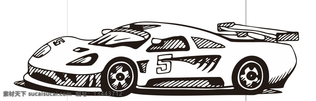 汽车素描 赛车素描 小汽车 汽车 车辆 机械车 交通工具 车 简笔画 线条 线描 简画 黑白画 卡通 手绘 简单手绘画 矢量图 运动矢量图 现代科技