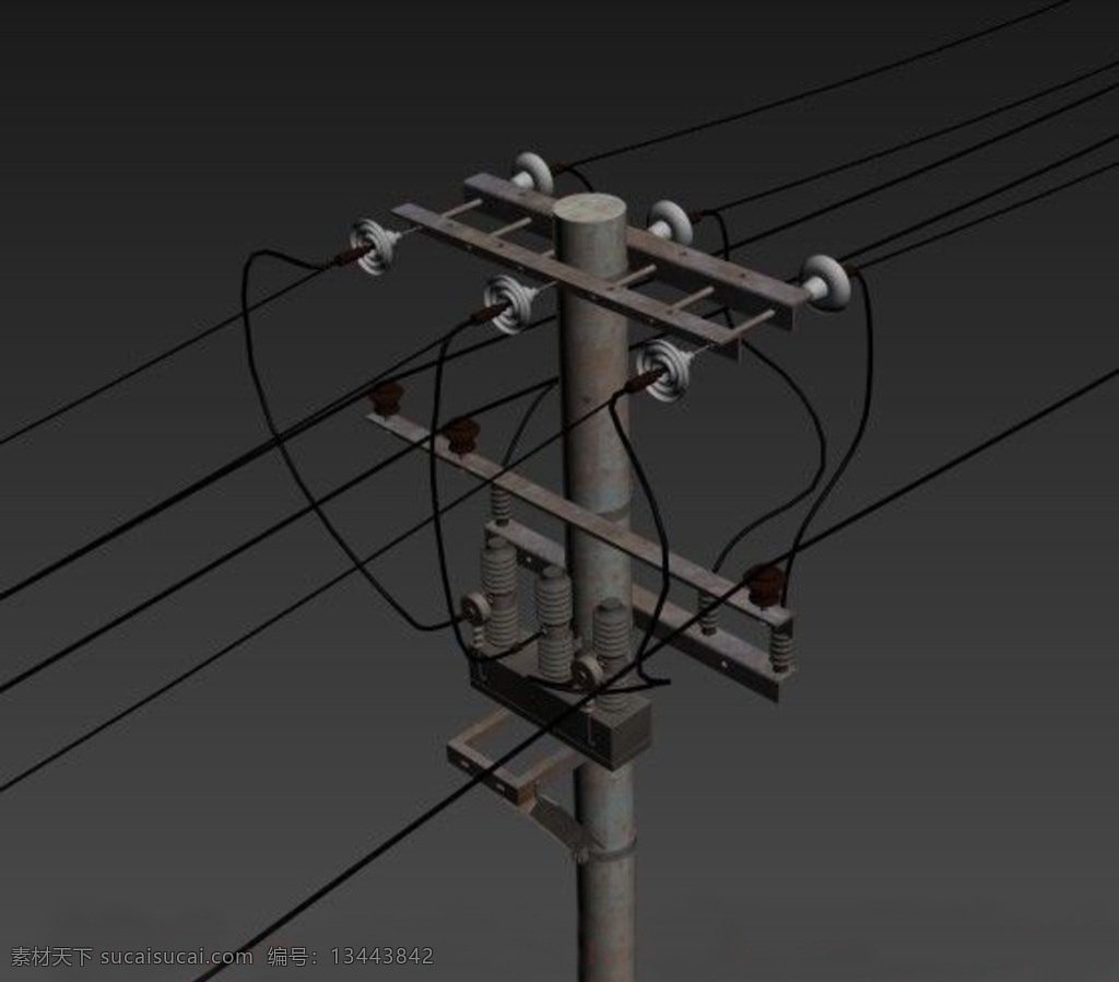 电线杆 3d 变电站 电力设施 电线 3d设计 其他模型 max