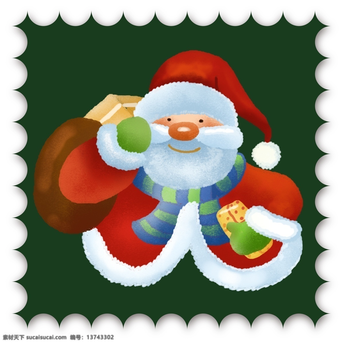 手绘 风 圣诞 邮票 小 贴纸 元素 圣诞邮票 小贴纸 圣诞老人 集邮 手绘风