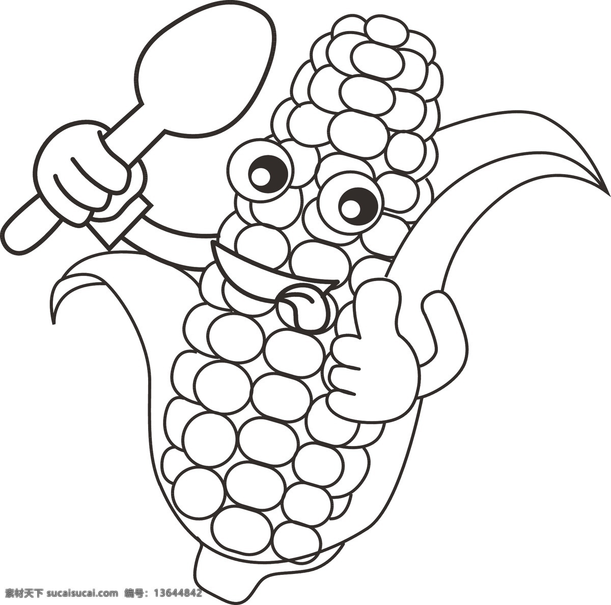 玉米卡通 手绘玉米 玉米素描卡通 玉米素描 可爱玉米 玉米厨师卡通 卡通厨师 动漫动画 动漫人物