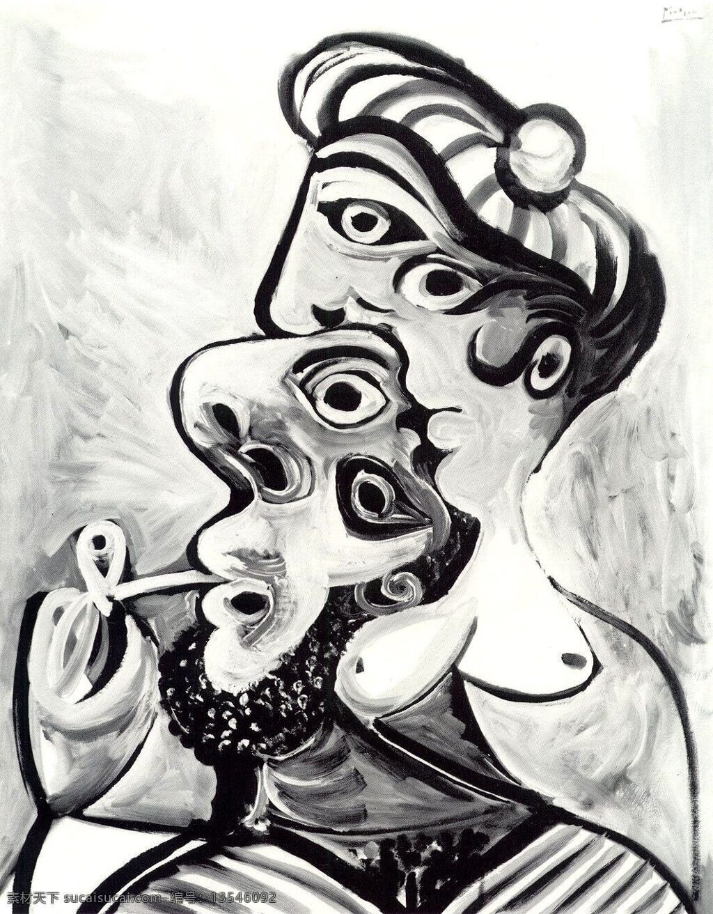 bustes 西班牙 画家 巴勃罗 毕加索 抽象 油画 人物 人体 装饰画 femme et homme 1969 装饰素材