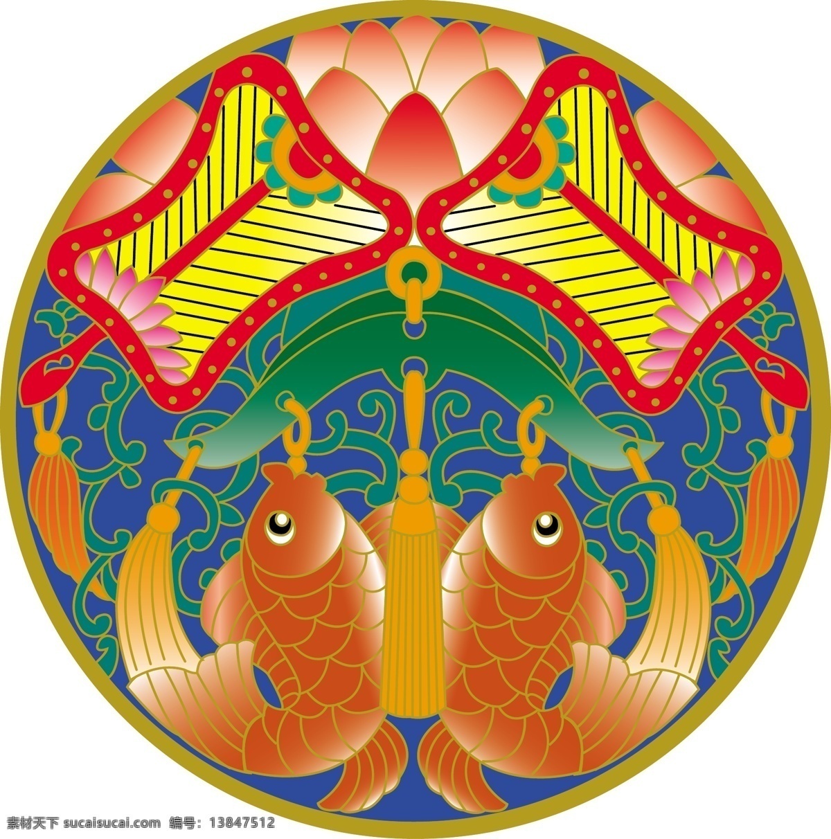 吉祥鲤鱼 鲤鱼 吉祥 吉祥动物 荷花 莲莲有鱼 吉祥框 装饰框 扇子 蒲扇 吉祥图案 中国韵 民俗 民间艺术 文化艺术 传统文化 矢量