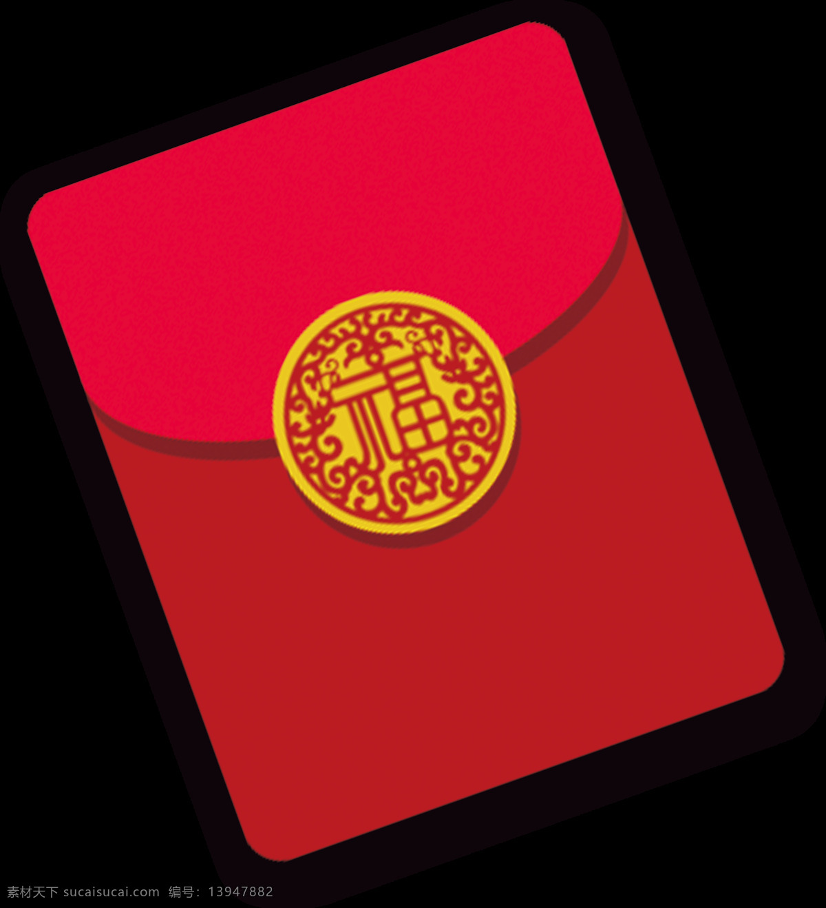 卡通 红包 利 红色 简笔画 简约 金色 喜庆