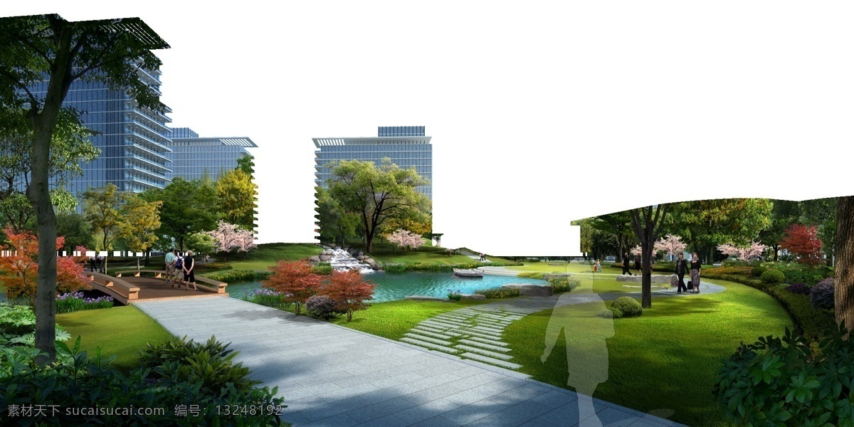 小区 内 公园 绿化 园林 景观 住宅 配景 环境设计 园林设计