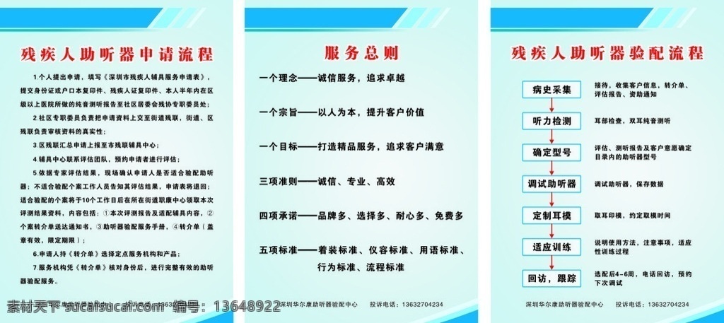 残疾人助听器 流程 服务总则 申请流程 验配流程 医疗 医疗蓝 医疗蓝色系 简约 时尚 文案
