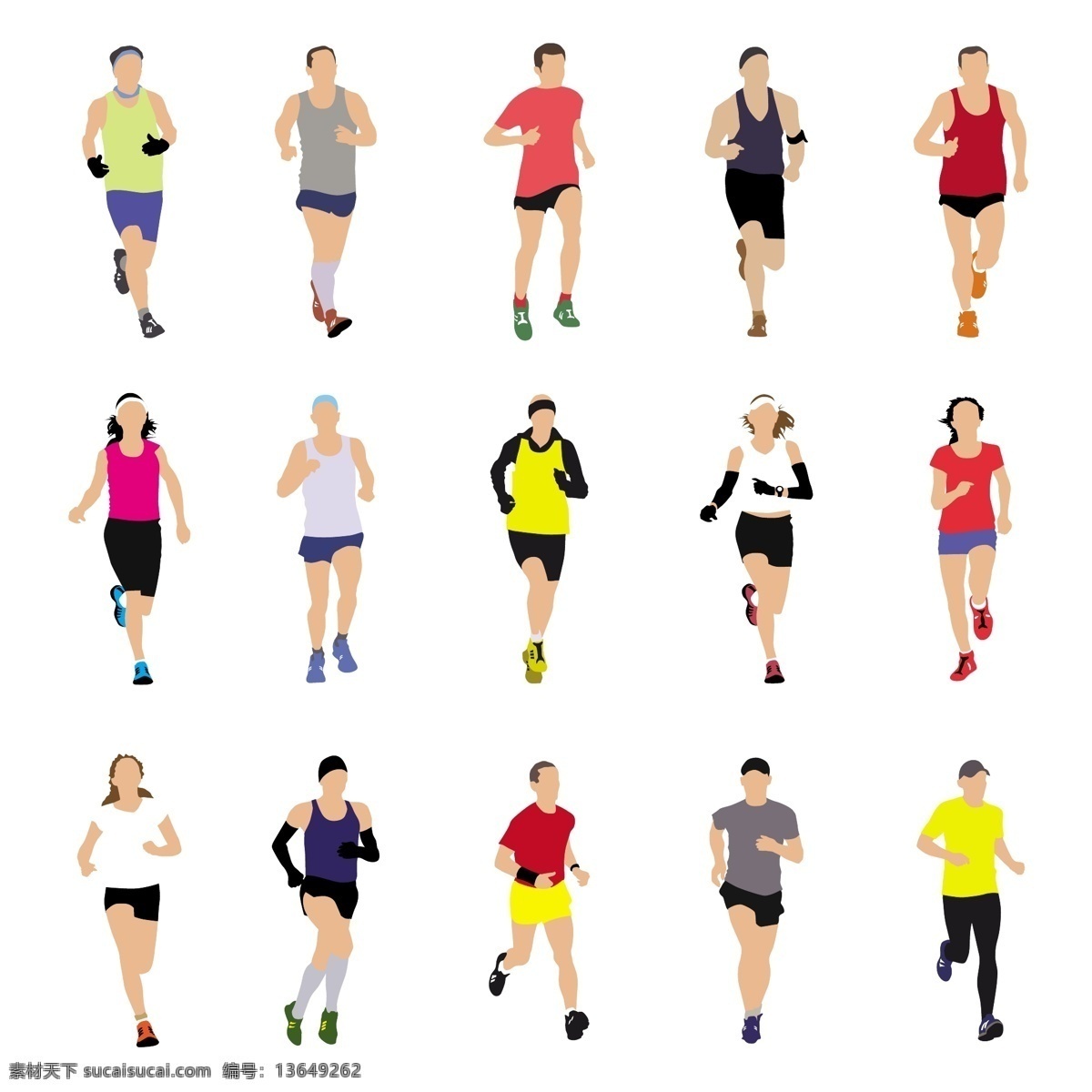 跑步 健身 男女 跑步健身 卡通插画 卡通漫画 卡通人物 日常生活 矢量人物 矢量素材