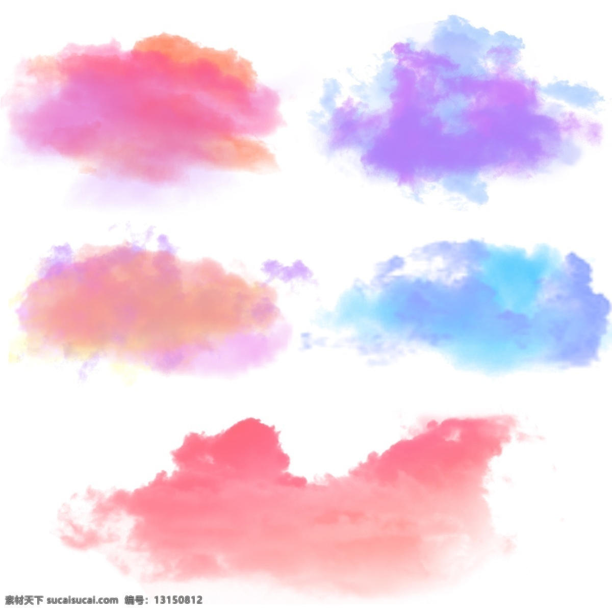 彩色 彩墨 云彩 渐变 混合 分层 透明 云 水彩