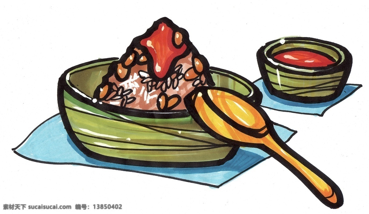 粽子 手绘美食 马克 笔 手绘 美食 餐饮美食 效果 图 绘画书法 文化艺术