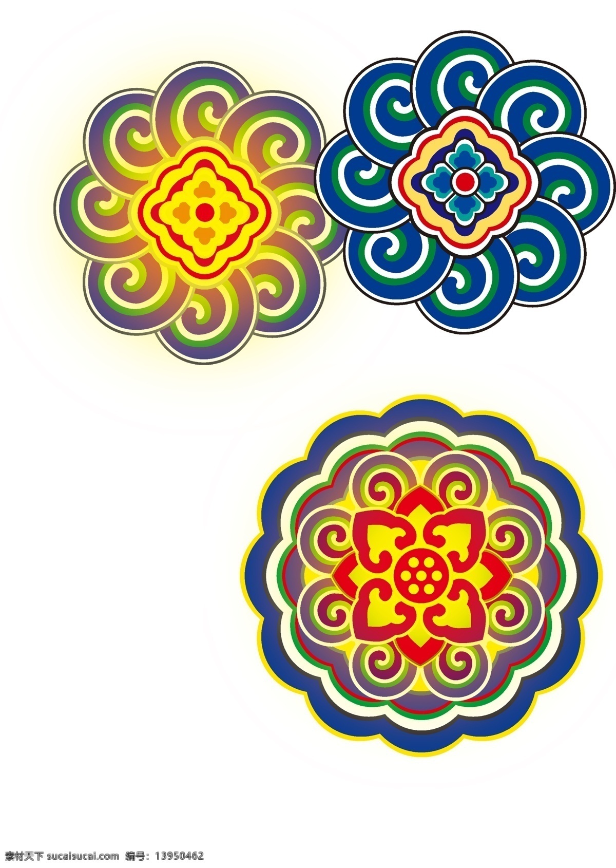 团花 剪纸花 古代窗花 窗花 古装饰花 服饰花 花 分层