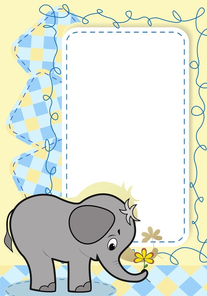 边框 大象 动物 卡通 边框相框 底纹边框
